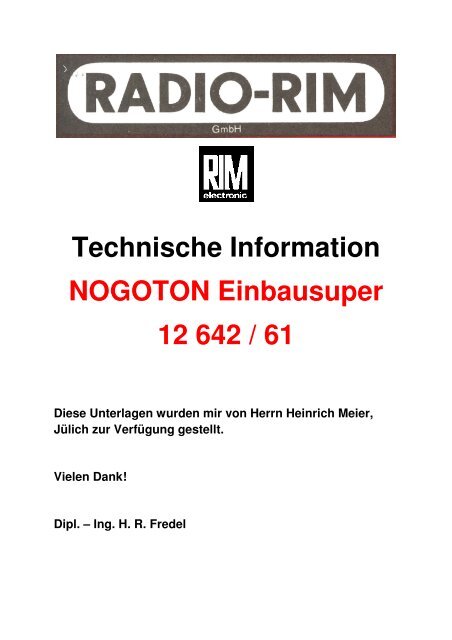 NOGOTON 12 642 / 61 Einbausuper - Rainers - Elektronikpage