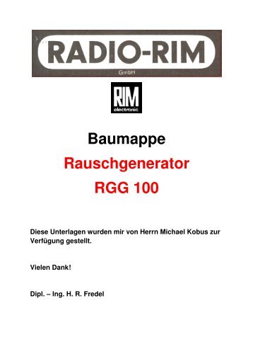 Baumappe Rauschgenerator - Rainers - Elektronikpage