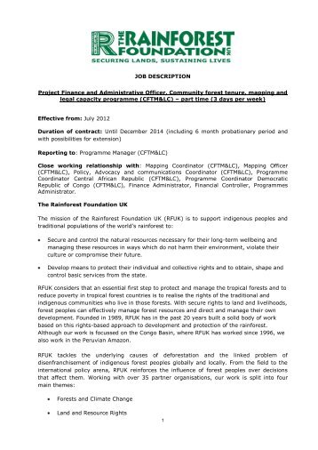 JOB DESCRIPTION Project Finance and Administrative Officer ...