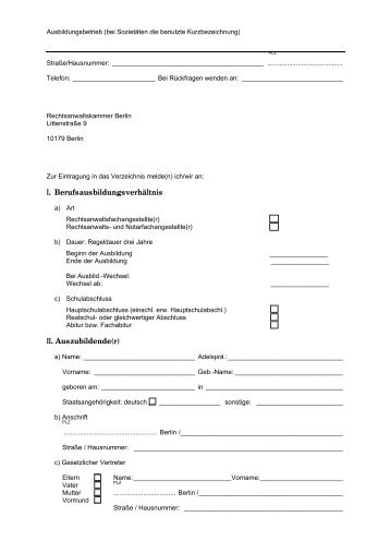 Formular Ausbildung - Rechtsanwaltskammer Berlin