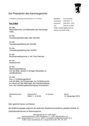 Die PrÃ¤sidentin des Kammergerichts - Rechtsanwaltskammer Berlin