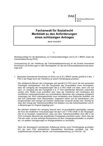 Fachanwalt fÃ¼r Sozialrecht | PDF - Rechtsanwaltskammer Berlin