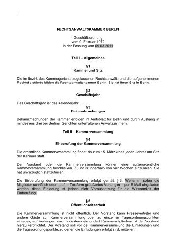 GeschÃ¤ftsordnung der Rechtsanwaltskammer in der Fassung vom ...