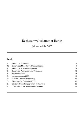 Jahresbericht 2005 | PDF - Rechtsanwaltskammer Berlin