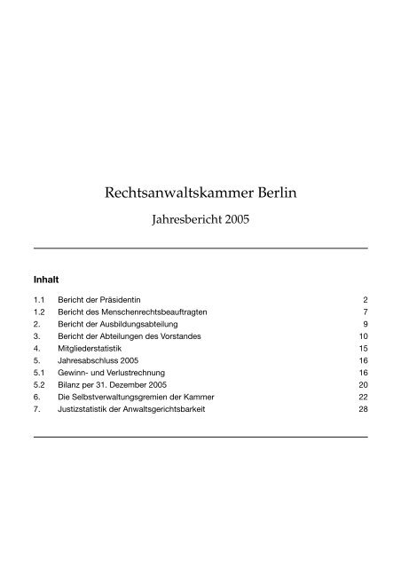 Jahresbericht 2005 | PDF - Rechtsanwaltskammer Berlin