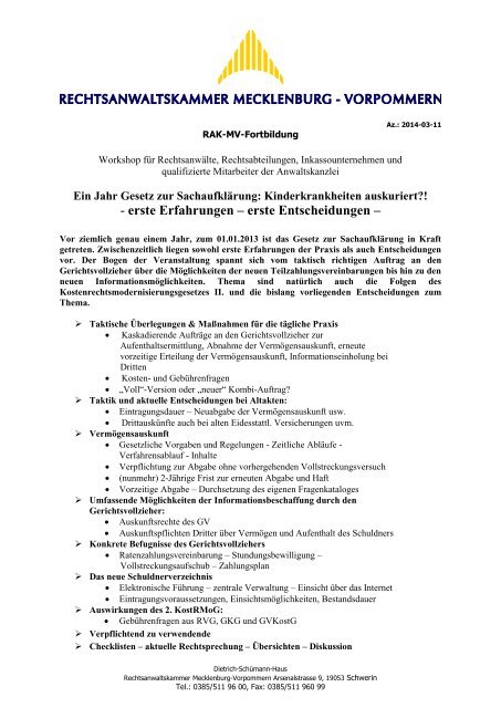 Informationen zur Veranstaltung (PDF) - Rechtsanwaltskammer ...