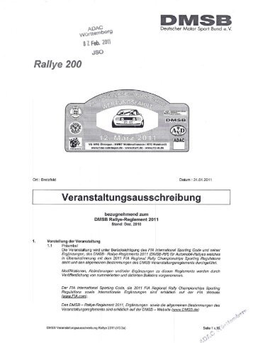 Ausschreibung - Rallye Hohenlohe