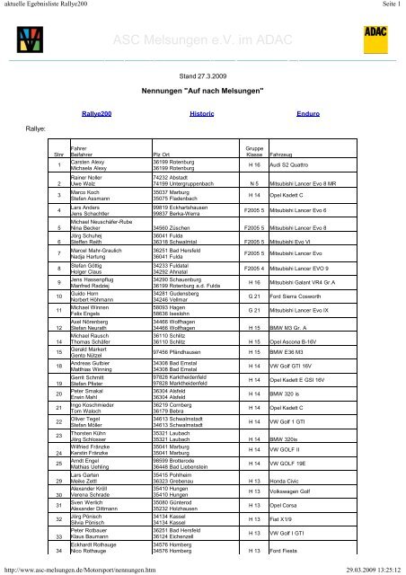 ASC Melsungen e.V. im ADAC - rallye200-info