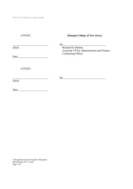 Project Manual 11-210C - Ramapo College of New Jersey