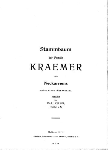 Stammbaum der Familie Kraemer aus Neckarrems - Rambow