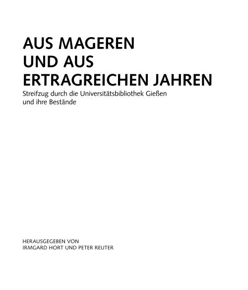 Aus mageren und aus ertragreichen Jahren - Gießener ...