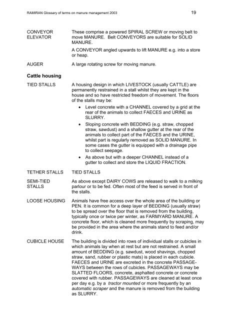 Glossary of terms on livestock manure management 2003 - Ramiran