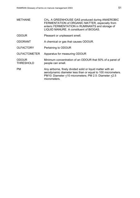 Glossary of terms on livestock manure management 2003 - Ramiran