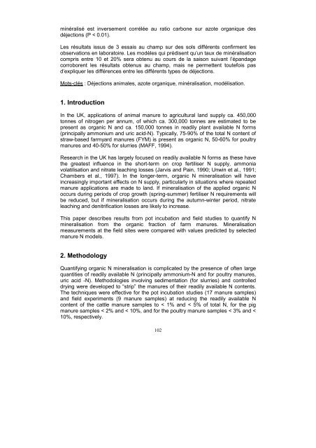 Field studies of farm manure organic nitrogen mineralisation - Ramiran