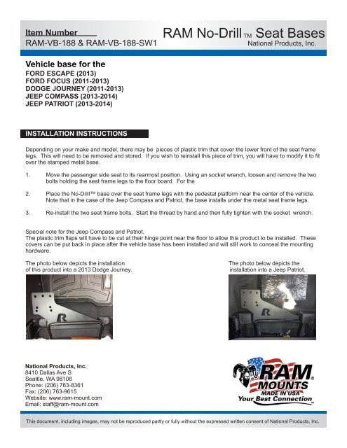 RAM-VB-188-SW1 Installation Instructions - RAM Mounts