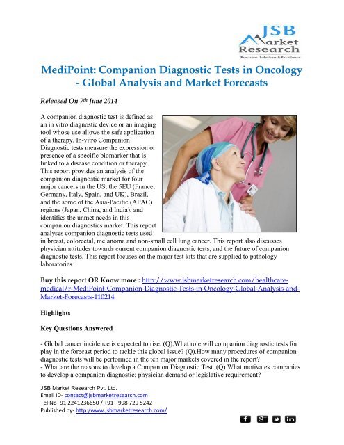 JSB Market Research - MediPoint: Companion Diagnostic Tests in Oncology - Global Analysis and Market Forecasts