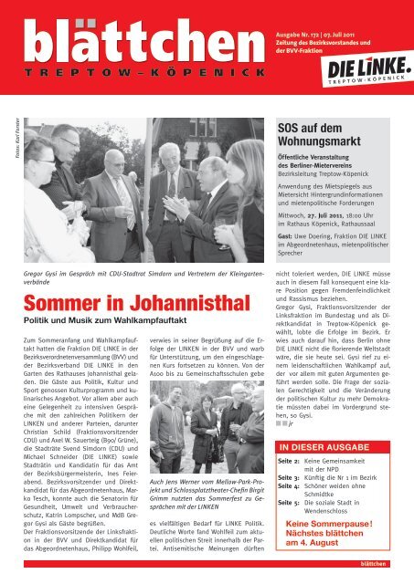 Sommer in Johannisthal - DIE LINKE. Treptow-Köpenick