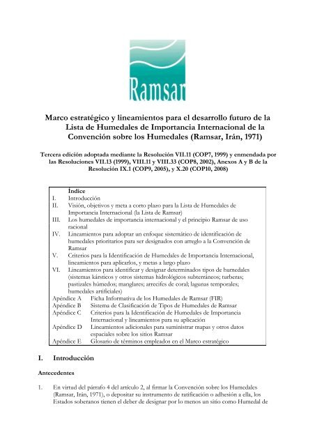 Marco estratégico y lineamientos para el desarrollo futuro de la Lista ...