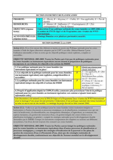 instrument de planification nationale pour l'application des ...