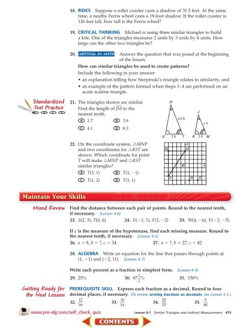 Pre-Algebra Chapter 9