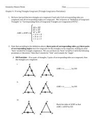 Worksheet - Congruent Triangles