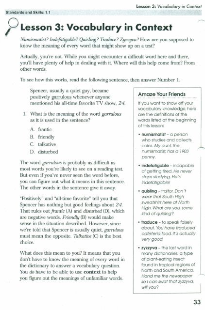 Lesson3 Vocabulary In Context Lesson3 Vocabulary In Context