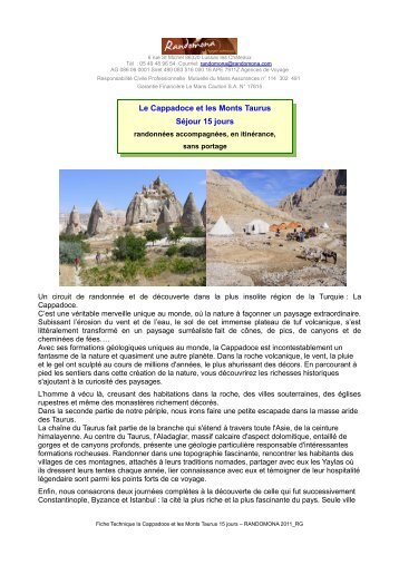 Le Cappadoce et les Monts Taurus SÃ©jour 15 jours - Randomona