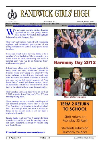 Harmony Day 2012 - Randwick Girls High School