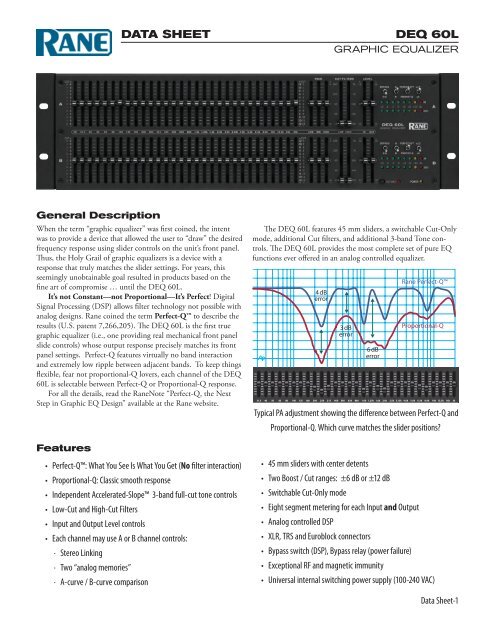 DEQ 60L Data Sheet - Rane