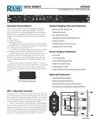 CP52S Commercial Processor Data Sheet - Rane