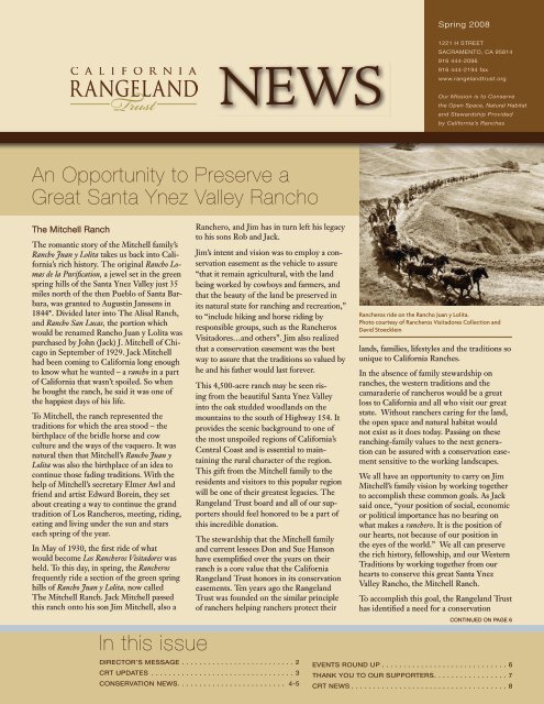 In this issue - The California Rangeland Trust