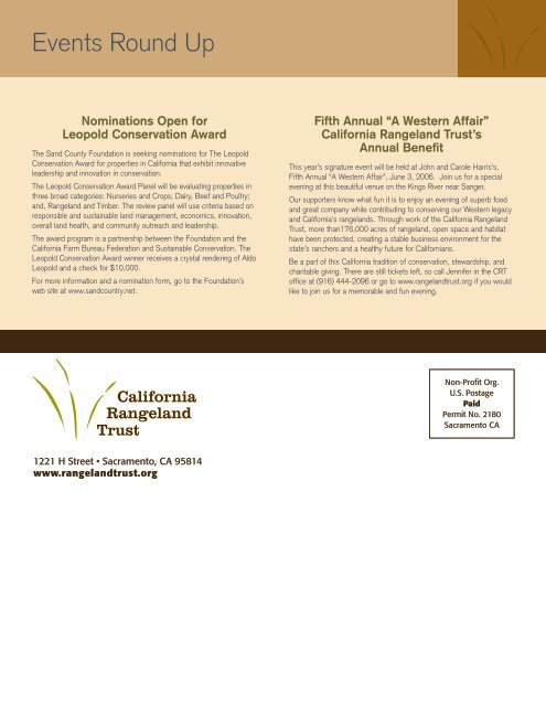 CRT - Summer 2006 Newsletter - The California Rangeland Trust