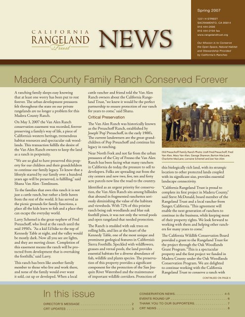 Spring 2007 Newsletter - The California Rangeland Trust