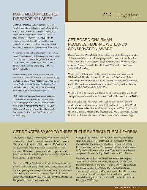 Spring 2007 Newsletter - The California Rangeland Trust