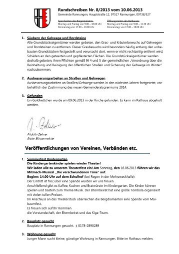 Rundschreiben 8/2013 - Gemeinde Rannungen