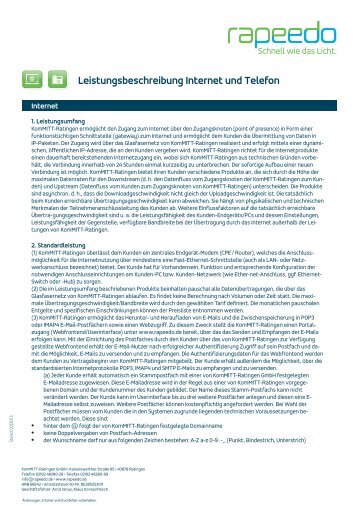 Leistungsbeschreibung Internet und Telefon - rapeedo