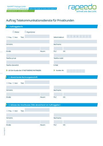 Auftrag Telekommunikationsdienste fÃ¼r Privatkunden - rapeedo