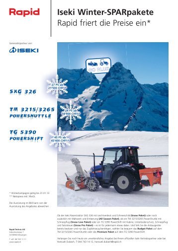 Iseki Winter-SPARpakete Rapid friert die Preise ... - Rapid Technic AG