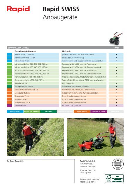 Rapid SWISS kompakt, steilhangtauglich ... - Rapid Technic AG