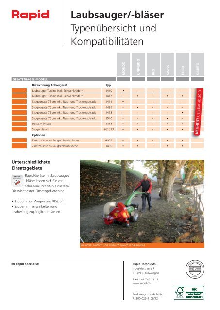 Laubsauger/-blÃ¤ser multifunktionell, mit ... - Rapid Technic AG