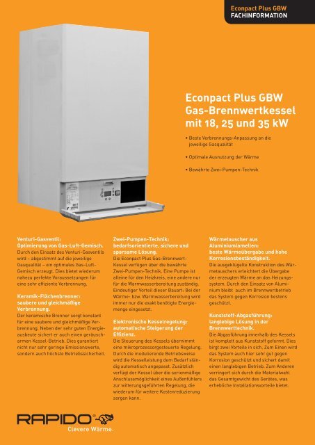 Econpact Plus GBW Gas-Brennwertkessel mit 18, 25 und 35 kW