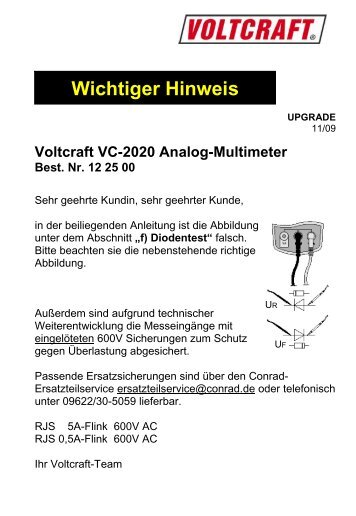 Analog Multimeter VC-2020 - Produktinfo.conrad.com