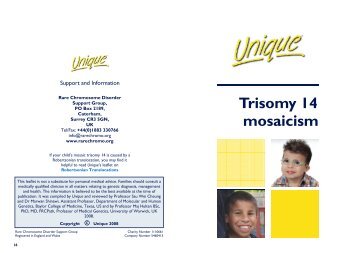 Trisomy 14 mosaicism FTNP.pub - Unique - The Rare Chromosome ...