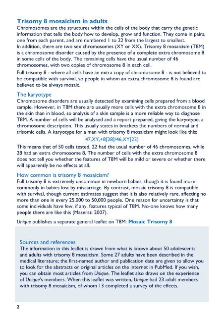 Trisomy 8 mosaicism in adults FTNW.pub - Unique - The Rare ...