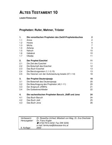 Propheten als Rufer, Mahner, Tröster