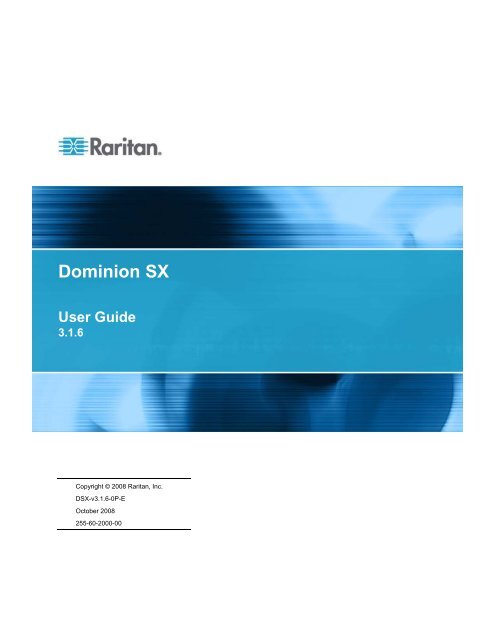 Dominion SX 3.1.6 User Guide - English - Raritan