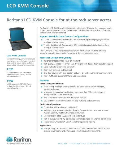 LCD KVM Console Data Sheet - Raritan