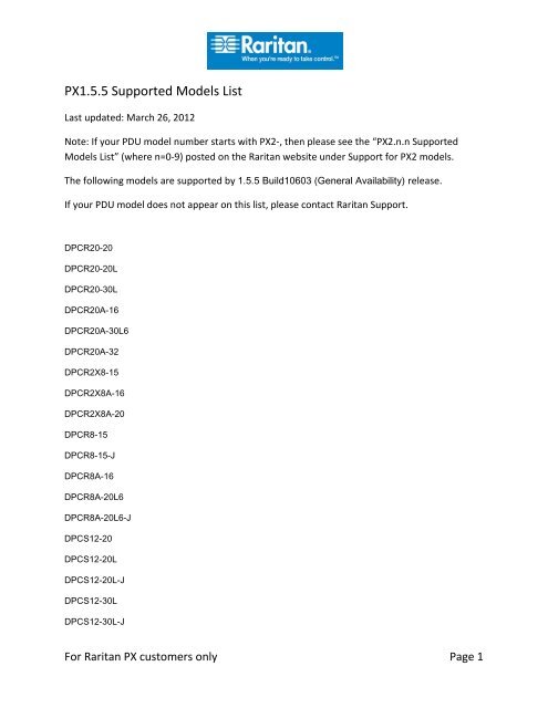 PX1.5.5 Supported Models List.pdf - Raritan