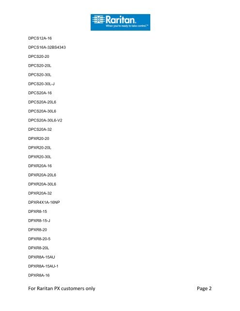 PX1.5.5 Supported Models List.pdf - Raritan