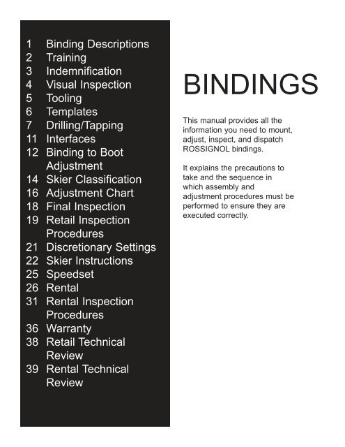 Rossignol Binding Settings Chart